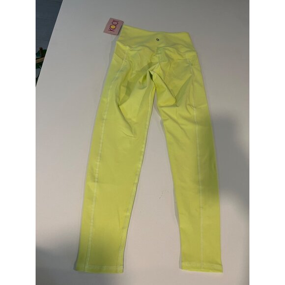 Neon Yellow High-Waisted Athletic Leggings - Size S - Kooi Activewear - Stretchy - Picture 5 of 7